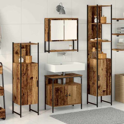 Bathroom Furniture Set 4 pcs Old wood 33 x 33 x 185.5 cm 3332603