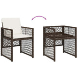 15 Piece Garden Dining Set with Cushions Brown Poly Rattan 3210813