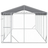 Outdoor Dog Kennel with Roof Silver 3x9x2.5 m Galvanised Steel 3190490