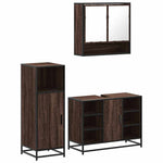 ZNTS 3 Piece Bathroom Furniture Set Brown Oak Engineered Wood 3301004