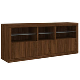 Sideboard with LED Lights Brown Oak 162x37x67 cm 3209001