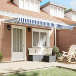 Retractable Awning Manual Blue and White 350x200 cm Fabric 3329619