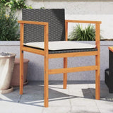 Garden Chairs with Cushions 2 pcs Black Poly Rattan&Solid Wood 368711