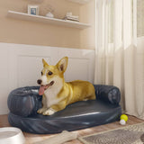 Ergonomic Foam Dog Bed Dark Blue 75x53 cm Faux Leather 171314