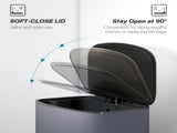 50L Kitchen Bin with Soft-Close Lid and Stay-Open Function, Stainless Steel Pedal Bin with Removable T3398P424976