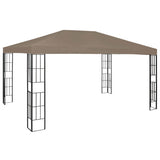 ZNTS Gazebo with LED String Lights 4x3 m Taupe 3070325