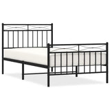 Metal Bed Frame without Mattress with Footboard Black 100x190cm 373703