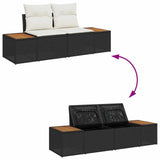 Garden Sofa Set with Storage 10 pcs Black Poly rattan 3358836