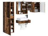 Bathroom Furniture Set 5 pcs Old Wood Engineered Wood and Glass 3407277