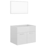 ZNTS 2 Piece Bathroom Furniture Set High Gloss White Engineered Wood 804788
