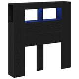 LED Headboard Black Oak 100 x 18.5 x 103.5 cm Engineered Wood 863113