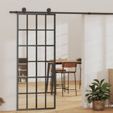 Sliding Door ESG Glass and Aluminium 76x205 cm Black 151020