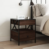 Bedside Table with Infinity LED Brown Oak 40x40x51 cm 3284105