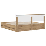 Bed Frame with Storage and Headboard Artisan Oak 180 x 200 cm 3445828