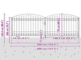 Fence Gate ASSEN 401 x 224.5 cm Steel Grey Lockable 42008944