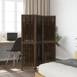 Room Divider 3 Panels Dark Brown Solid Wood Paulownia 358653