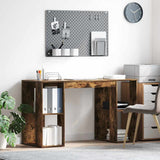 Desk with Shelf Smoked Oak 130 x 50.5 x 75 cm Engineered Wood 869502