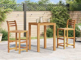 Bar Chair Set of 2 Natural Wood Solid Acacia Wood Large 44130