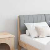 Upholstered Headboard Light Grey 120 cm Solid Pine Wood 879239