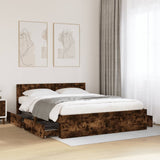 Bed Frame with Headboard without Mattress Smoked Oak 160x200 cm 3295552