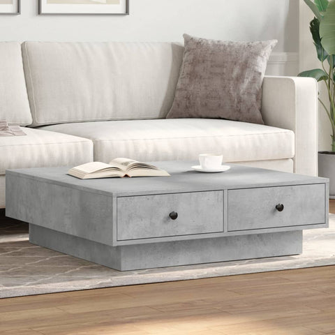 ZNTS Coffee Table Concrete Grey 90x90x28 cm Engineered Wood 848090