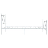 Metal Bed Frame without Mattress with Footboard White 107x203cm 376565