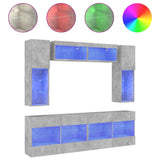 6 Piece TV Wall Cabinet Set with LED Lights Concrete Grey 3216800