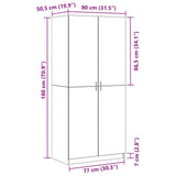 Wardrobe with Storage Black 80 x 51 x 180 cm Engineered wood 3333855