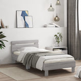 Bed Frame without Mattress with LED Lights Grey Sonoma 75x190 cm Small Single 838755