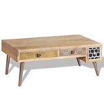 ZNTS Coffee Table with Drawers Solid Mango Wood 105x55x41 cm 244016