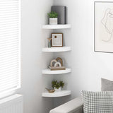 323888 Floating Corner Shelves 4 pcs High Gloss White 25x25x3,8 cm MDF