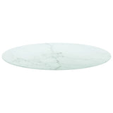 Table Top White 90x1 cm Tempered Glass with Marble Design 322251
