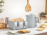 Sleek Textured Kettle and Four-Slice Toaster Set - Grey T3398P422929