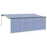 Retractable Awning Manual Blue and white 400 x 200 cm Fabric 3329778