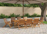 9-Piece Garden Dining Set Natural Solid Acacia Wood 3434587