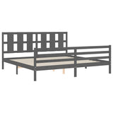 Bed Frame without Mattress Grey 200x200 cm Solid Wood 3194138