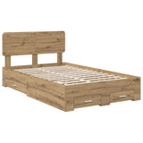 Bed Frame with Drawer Artisan Oak 120 x 190 cm Engineered Wood 3412408