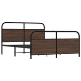 Metal Bed Frame without Mattress Brown Oak 160x200 cm 3318664