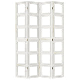 Room Divider 4 Panels White Solid Wood Paulownia 358692