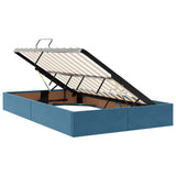 Storage Bed with Mattress Dark Blue 120 x 200 cm Velvet 3370086