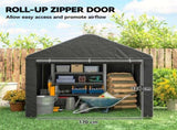6.6 x 7.8ft Outdoor Garden Storage Shed, Waterproof Bike Tent with Roll-up Zipper Door, Galvanised T3398P553470