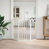 Dog Gate Foldable 3 Panels White 150 cm Poplar Wood 352182