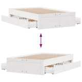 Bed Frame without Mattress with Drawers White 135x190 cm Double Solid Wood Pine 3308820