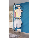 ZNTS Telescopic Wardrobe System with Rods and Shelf Aluminium 321107