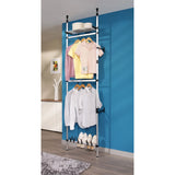 ZNTS Telescopic Wardrobe System with Rods and Shelf Aluminium 321107