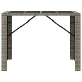Bar Table with Glass Top Grey 145x80x110 cm Poly Rattan 362598