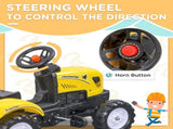 Kids Ride on Tractor with Back Trailer, Shovel & Rake, Horn, Four Wheels Tractor Toy for Child T3398P348051