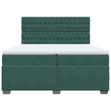 Box Spring Bed with Mattress Dark Green 200x200 cm Velvet 3291011