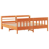 Bed Frame without Mattress Wax Brown 180x200 cm Super King Solid Wood Pine 3306998