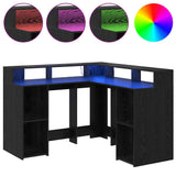 Desk with Shelf Black Oak 130 x 130 x 91 cm Engineered wood 3365617